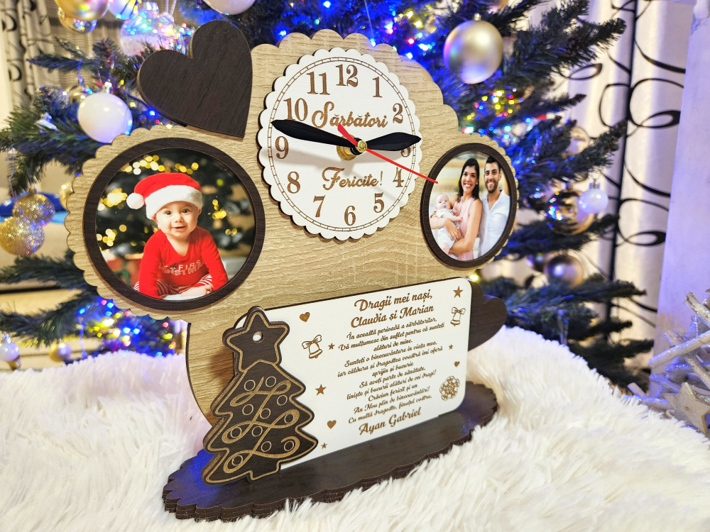 Ceas Personalizat de Crăciun – Cadoul Perfect pentru Nașii de Botez baietel [2]