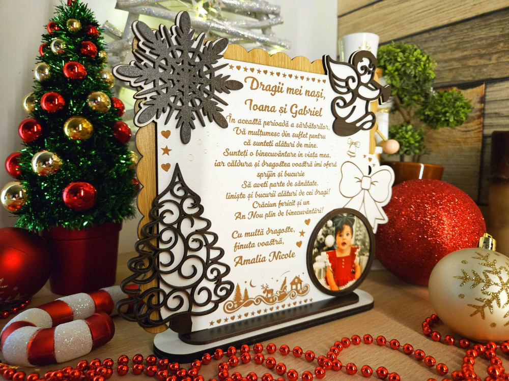 PLacheta Trofeu Cadou Craciun Nasi de botez cu poza [2]