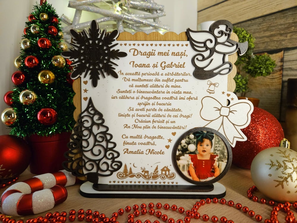 PLacheta Trofeu Cadou Craciun Nasi de botez cu poza [1]