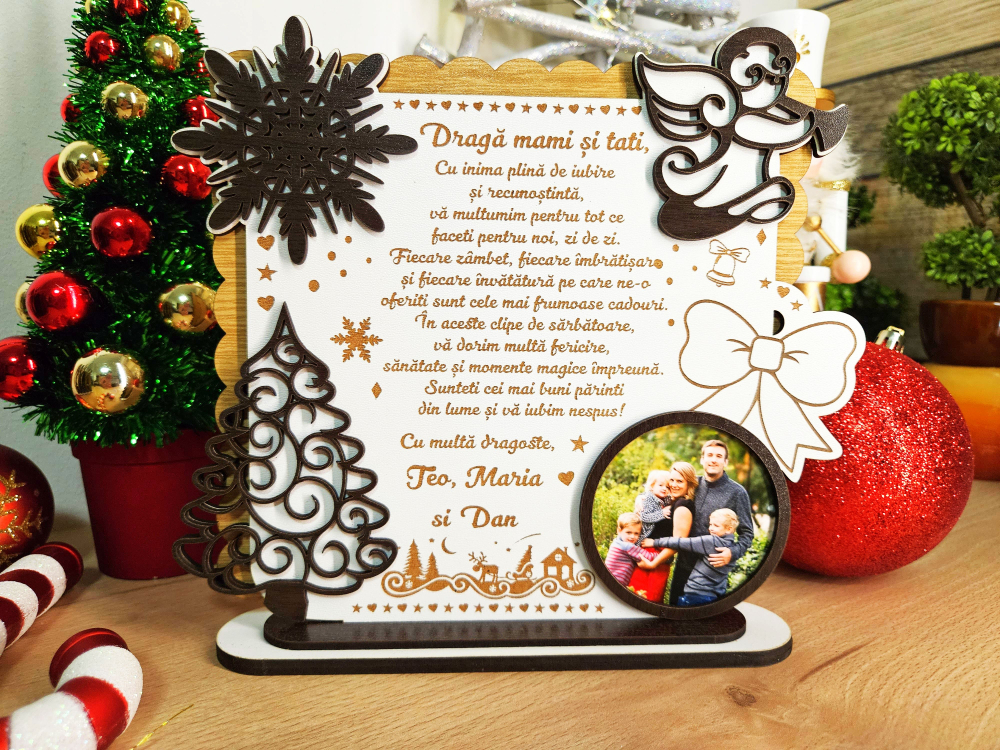 PLacheta Trofeu Cadou Craciun cu poza Parinti (Mami si Tati) [1]