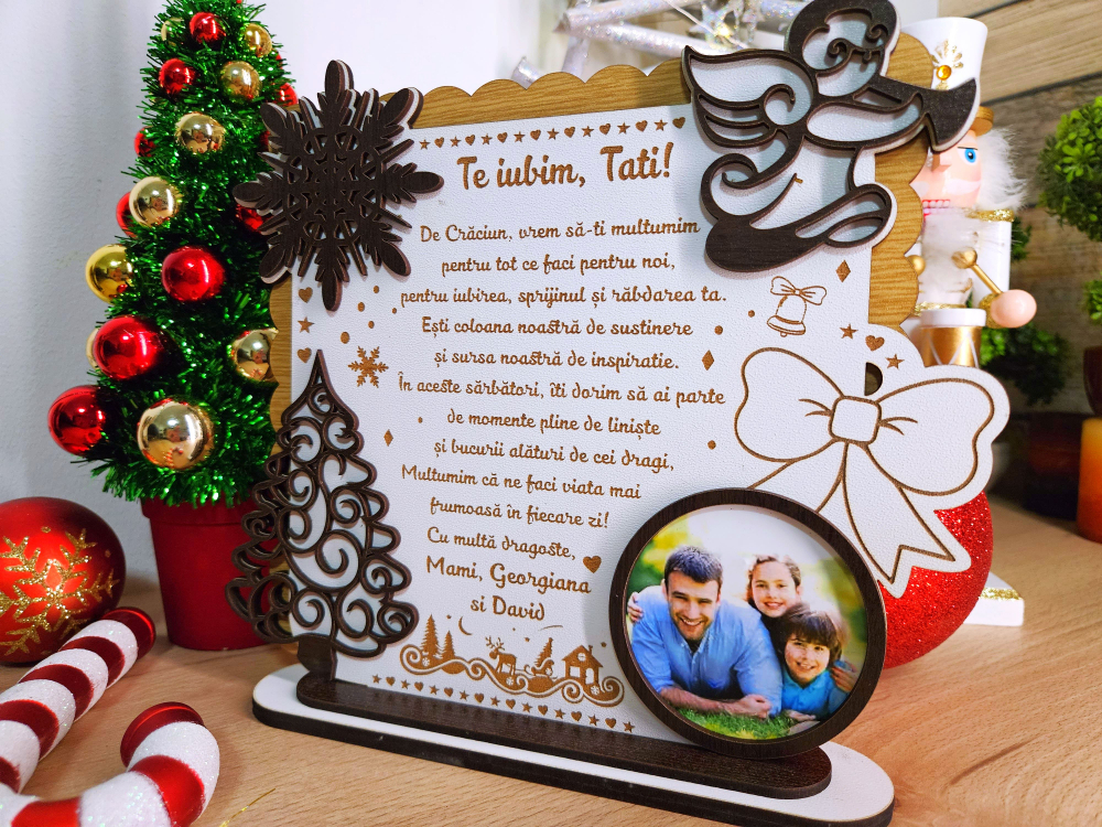 PLacheta Trofeu Cadou cu poza  Craciun Tatic [1]