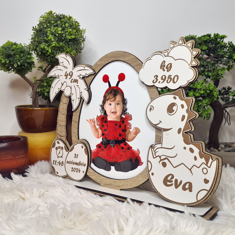 Rama foto bebe personalizata Dino 6 stejar [4]