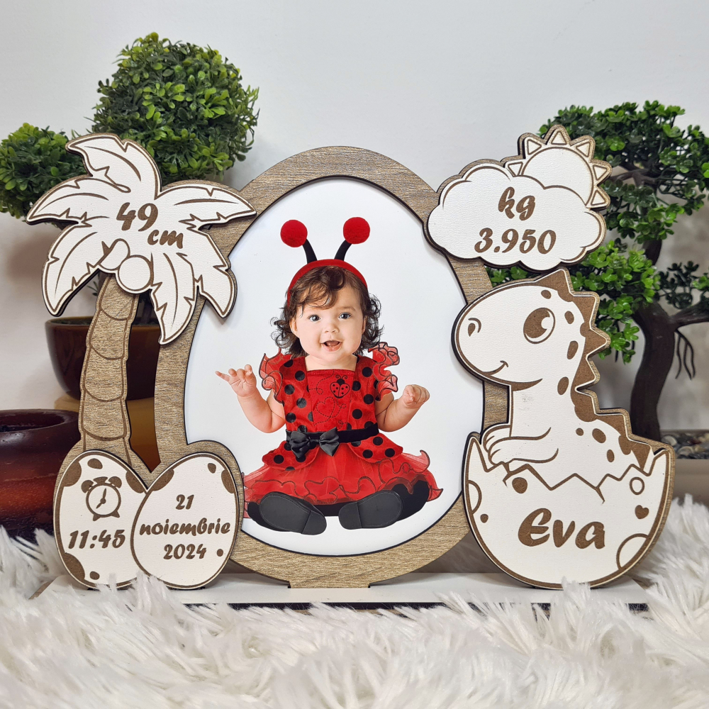 Rama foto bebe personalizata Dino 6 stejar [2]
