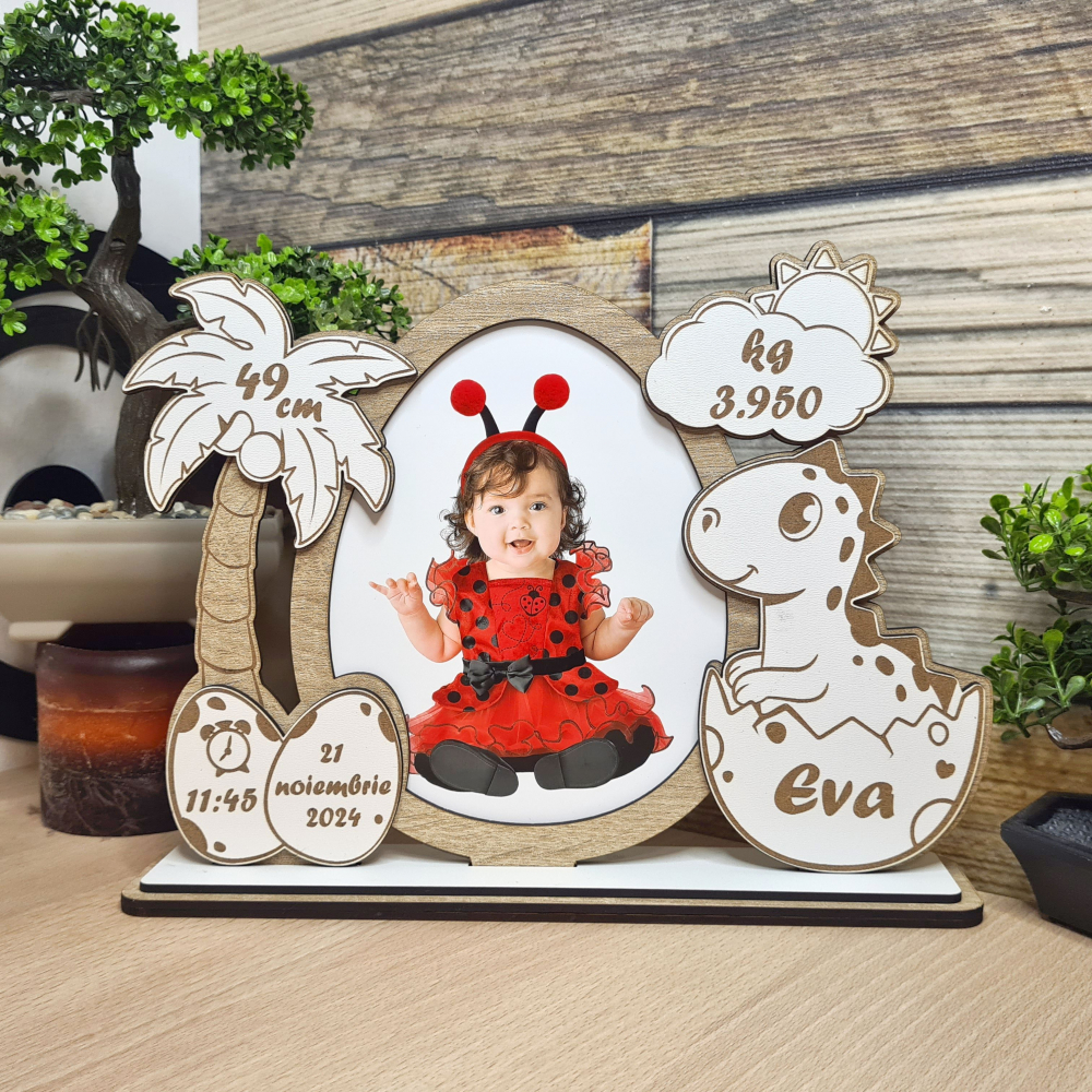 Rama foto bebe personalizata Dino 6 stejar [1]