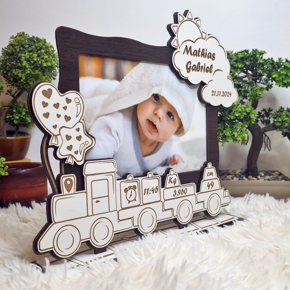 Rama foto bebe personalizata 7 Trenulet wenghe [4]