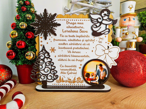 PLacheta Trofeu Cadou Craciun cu poza  Educatoare Invatatoare Diriginta Profesoara2 [1]