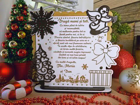 Cadouri pentru parinti - PLacheta Trofeu Cadou Craciun Parinti (Mami si Tati)