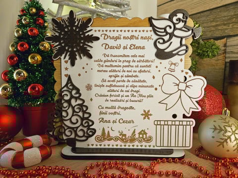 Cadouri de Craciun - PLacheta Trofeu Cadou Craciun Nasi de Nunta / Cununie