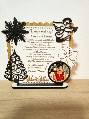 PLacheta Trofeu Cadou Craciun Nasi de botez cu poza [2]