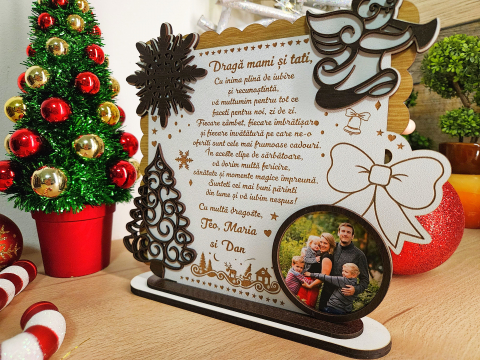 PLacheta Trofeu Cadou Craciun cu poza Parinti (Mami si Tati) [1]