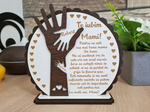 Cadouri pentru femei - Placheta Trofeu manuta Te iubim Mami