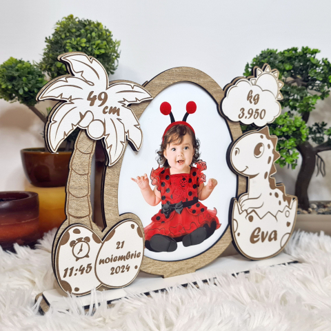 Rama foto bebe personalizata Dino 6 stejar [2]