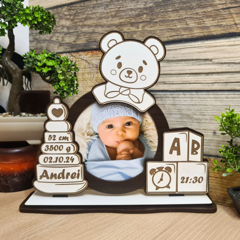 Cadouri pentru botez - Rama foto bebe personalizata 8 Teddy wenghe