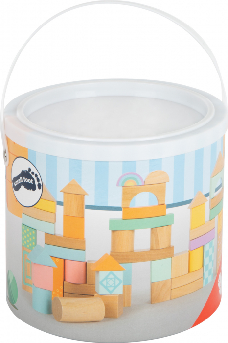 Cuburi de Construit din Lemn, Pastel, 50 de piese [4]