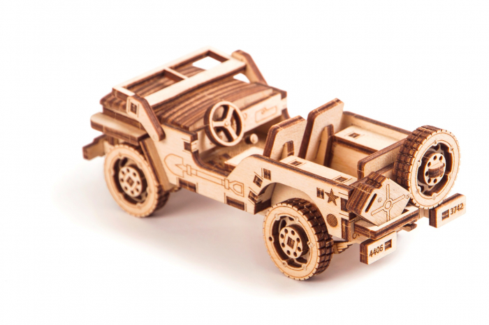 Puzzle 3D Lemn, Masina Jeep, WoodTrick [5]