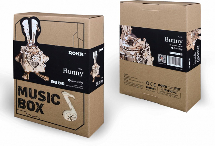 Puzzle 3d Lemn, Iepuras AM481 Cutie Muzicala, [2]