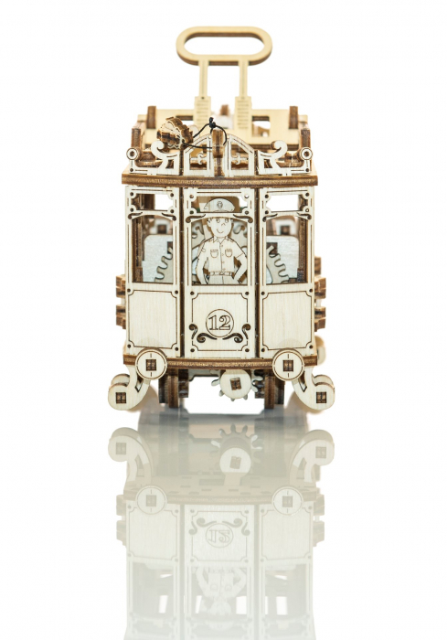 Tramvai de Oraș din Lemn cu Sine, Model de Lemn [3]