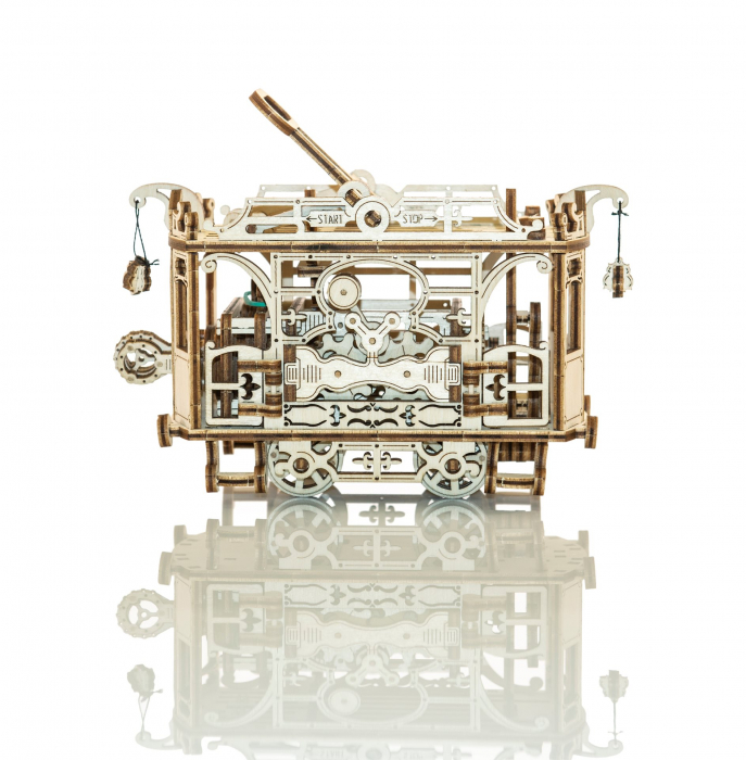 Tramvai de Oraș din Lemn cu Sine, Model de Lemn [2]