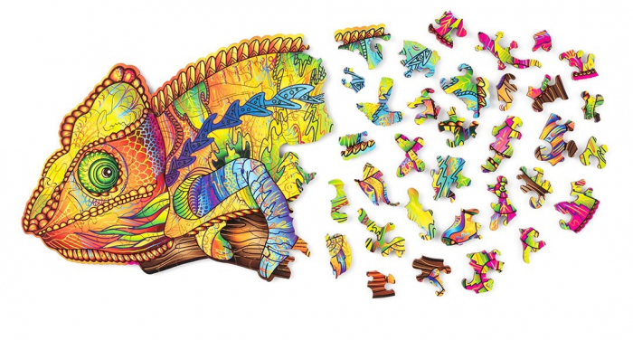 Puzzle din Lemn, Animal, Chameleon Colorat [3]
