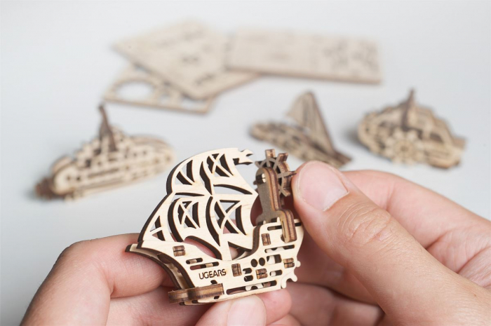 Puzzle 3D Lemn, Set 4 bărci Ugears [2]