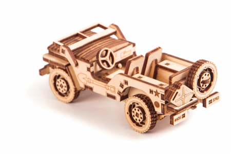 Puzzle 3D Lemn, Masina Jeep, WoodTrick [4]