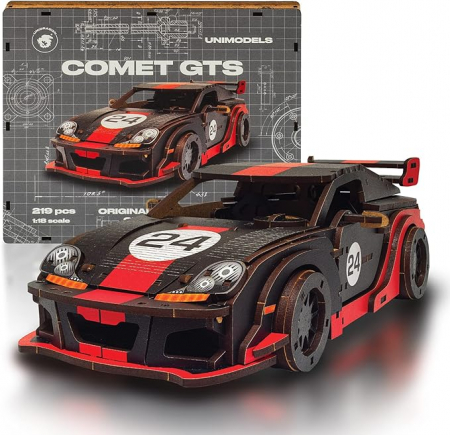 Masini - Puzzle 3D Lemn, Comet GTS Z, DIY Woosaic, 219 piese, Unidragon