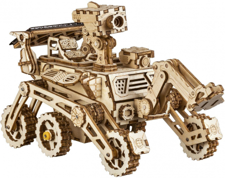 Puzzles - Robotime Curiosity Rover cu Celulă Solară LS402-W - Model din Lemn
