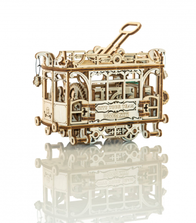 Tramvai de Oraș din Lemn cu Sine, Model de Lemn [3]