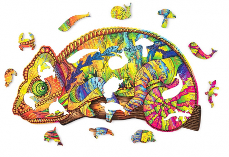 Puzzle din Lemn, Animal, Chameleon Colorat [1]