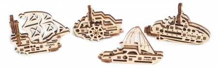 Puzzle 3D - Puzzle 3D Lemn, Set 4 bărci Ugears