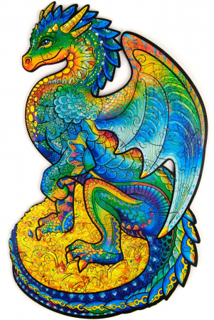 Puzzles - Puzzle din Lemn, Animal Dragon Protector, 97 piese, Unidragon