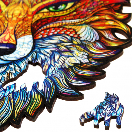 Puzzle din Lemn, Animal Vulpe Inflacarata, 107 piese, Unidragon [1]