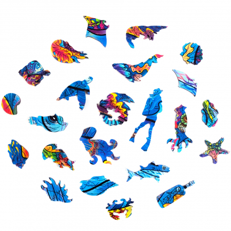 Puzzle din Lemn, Animal Balena, 2 in 1, 172 piese, Unidragon [3]