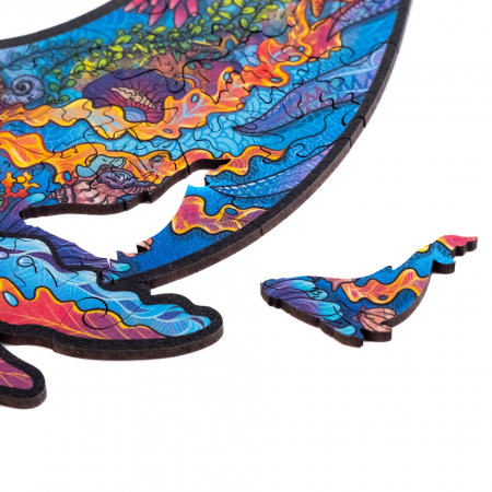 Puzzle din Lemn, Animal Balena, 2 in 1, 172 piese, Unidragon [1]