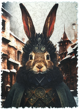 Puzzles - Puzzle din Lemn, Animal, Iepurele Conte, 250 piese, 32x23 cm, Unidragon