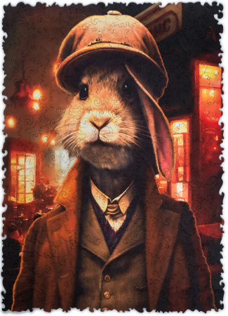 Puzzles - Puzzle din Lemn, Animal, Iepurele Thomas, 250 piese, 32x23 cm, Unidragon