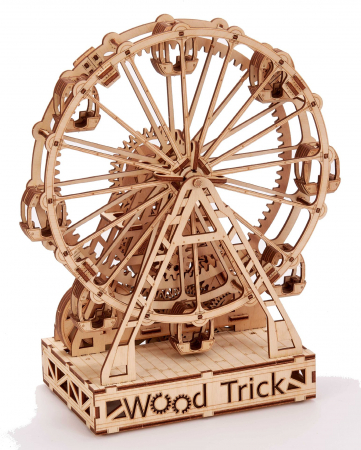 Puzzle 3D Lemn, Roata de Parc Mecanica, WoodTrick [0]