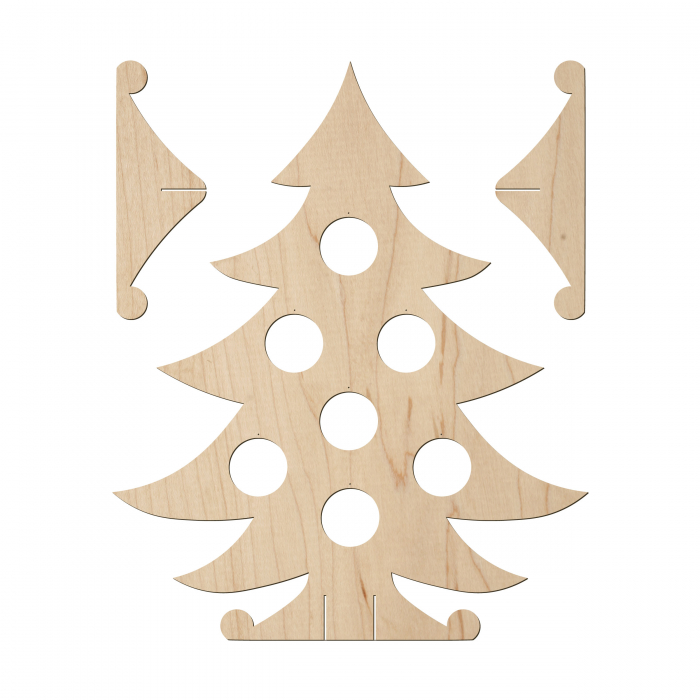 Brad Craciun din lemn cu 7 orificii pentru ornamente, brad artificial ecologic, 60x73 cm [1]