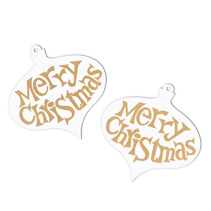 Ornament de Crăciun din MDF alb gravat laser – 7 cm, cu șnur natural | Modele de iarnă și motive tradiționale [1]