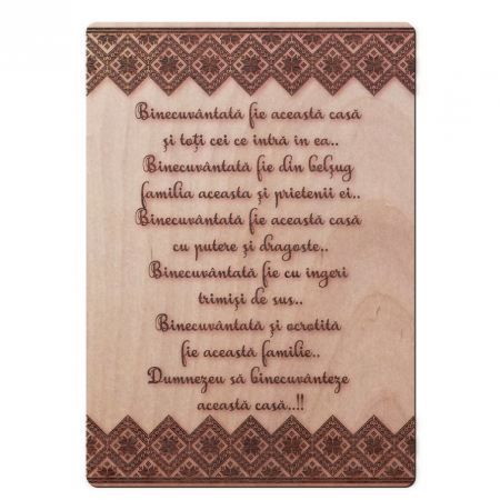 Cadouri personalizate - Cadou Binecuvantare Casa si Familie, din lemn cu textul gravat, 20x30 cm