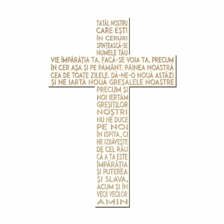 Noutati - Cruce cu rugaciune gravata, alb, din MDF, 40x60 cm