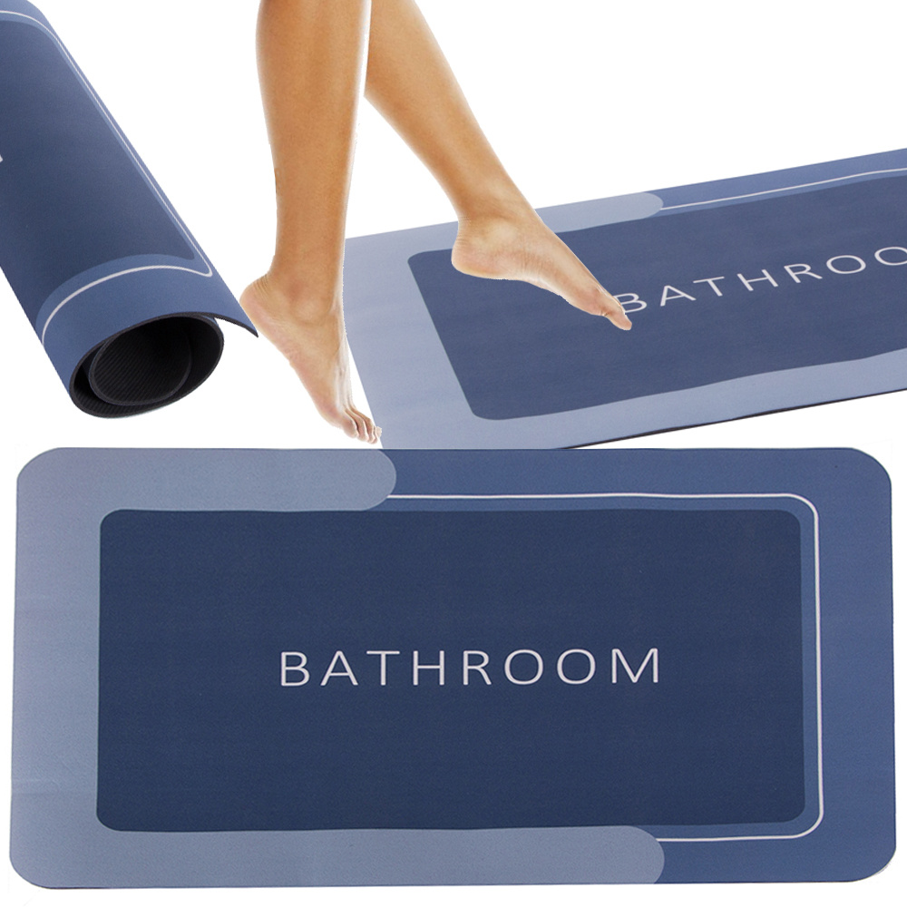 Covor Baie cu Uscare Rapidă, Absorbant Anti-Alunecare, Albastru [5]