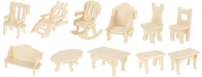 Un set de mobilier din lemn pentru păpuși 34 buc. [2]