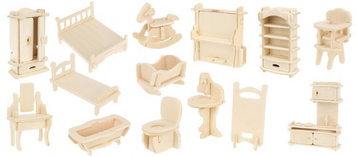 Un set de mobilier din lemn pentru păpuși 34 buc. [39]
