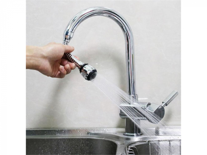 Adaptor flexibil universal, prelungitor pentru robinet chiuveta, cu 2 functii, 360 grade, 13cm [6]