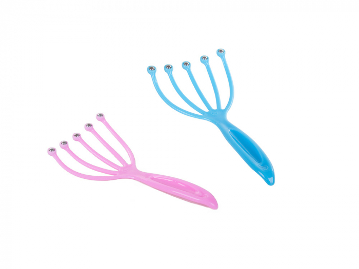 Aparat de masaj pentru scalp, Manual, Tip grebla, Cresterea parului, Roz [4]