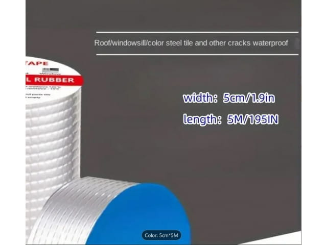 Banda Adeziva Pentru Reparatii, Finisaj din Aluminiu, Rezistenta la Intemperii, Previne Scurgerile, Adeziv Permanent, Dimensiuni 5 m x 5 cm [6]