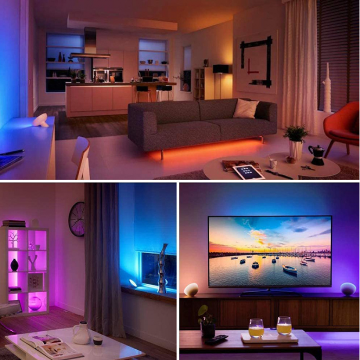 Banda led 4.5 metri impermeabila, 300 leduri 5050 RGB, 8 culori, telecomanda, eficienta A+ [2]