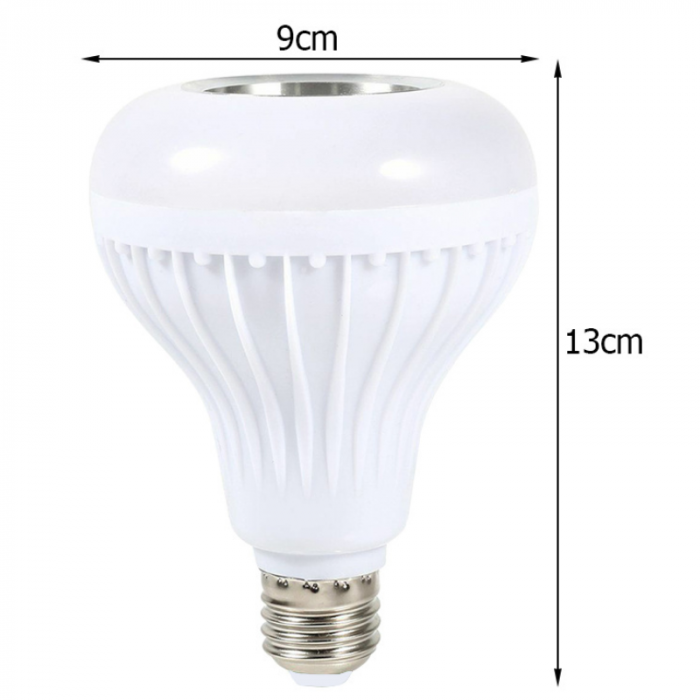Boxa portabila, bluetooth, tip bec Led RGB, alimentare fasung E27, alb [3]