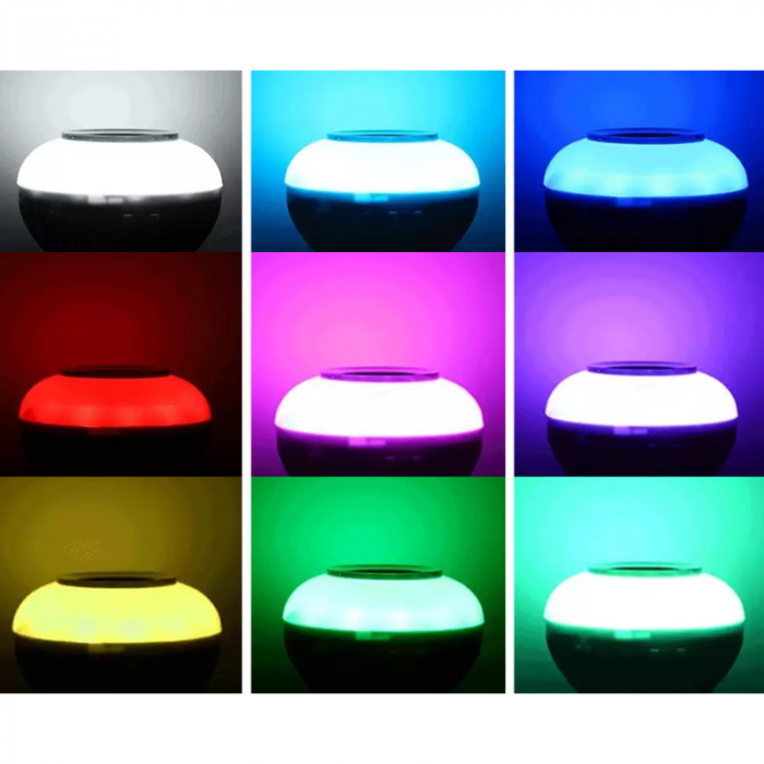 Boxa portabila, bluetooth, tip bec Led RGB, alimentare fasung E27, alb [4]